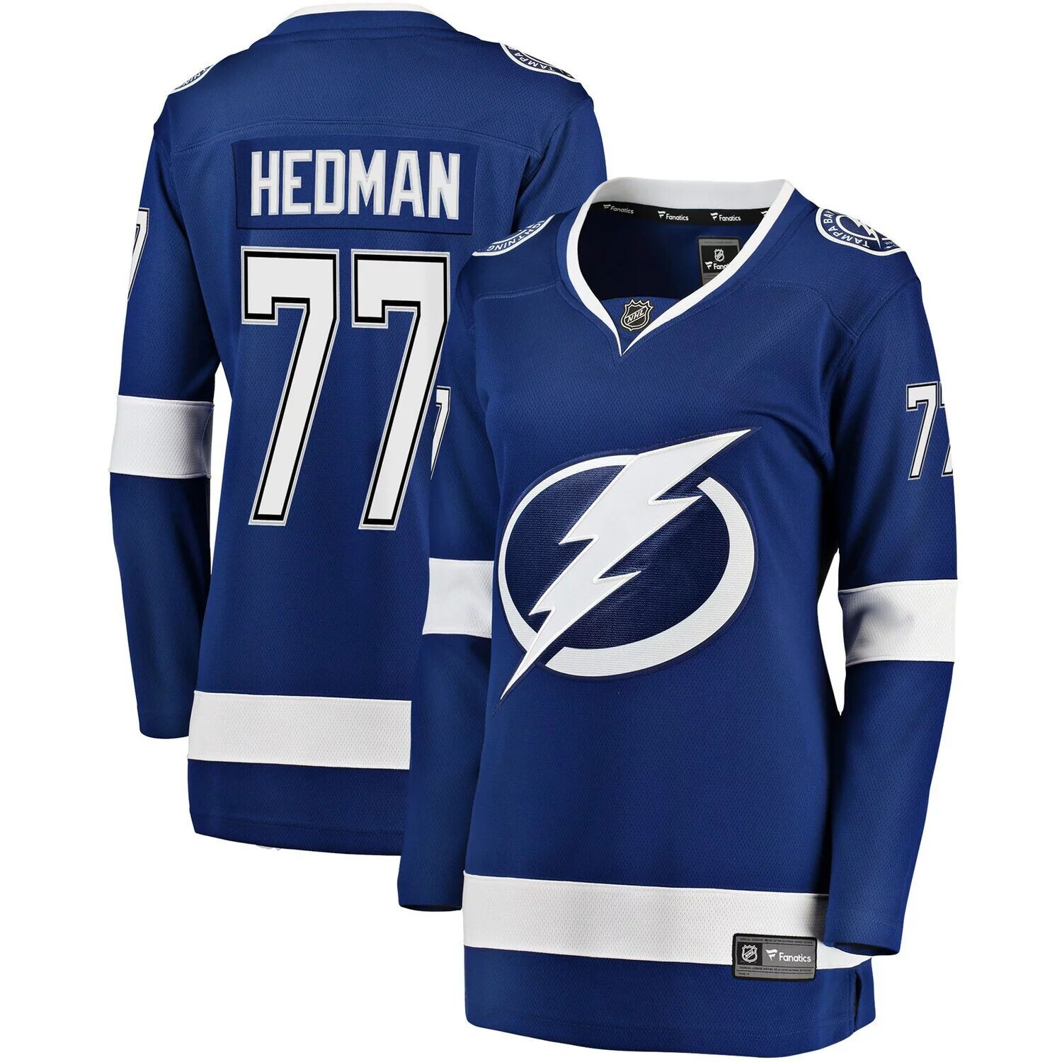 

Женская синяя футболка с логотипом Fanatics Victor Hedman Tampa Bay Lightning Premier Breakaway Player Fanatics, Синий