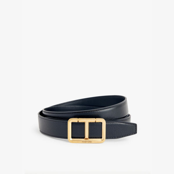 

Кожаный ремень с фирменной пряжкой Tom Ford, черный