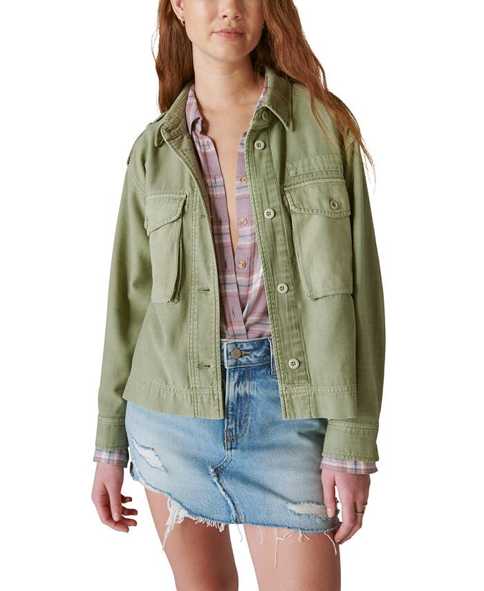 

Женская укороченная куртка из твила Lucky Brand, зеленый
