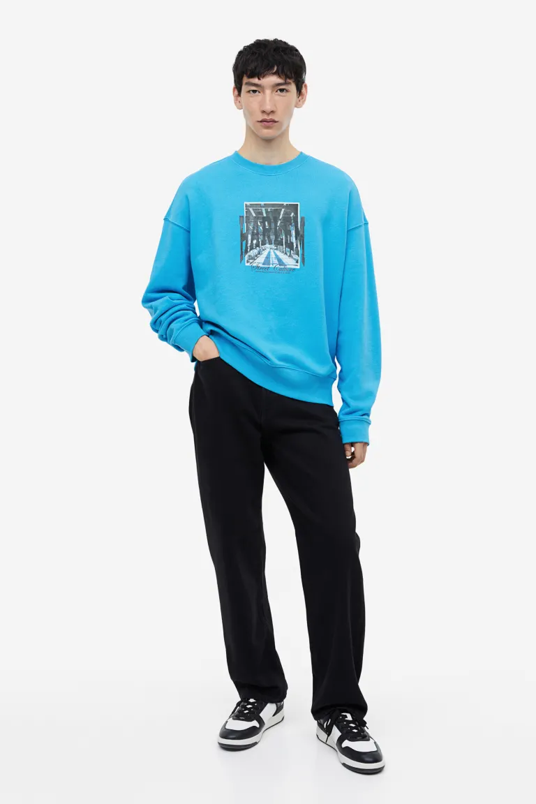 

Толстовка свободного кроя с принтом H&M, синий