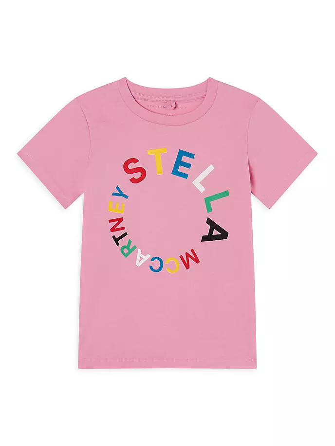 

Футболка с разноцветным диском с логотипом Little Girl's & Girl's Stella Mccartney Kids, розовый
