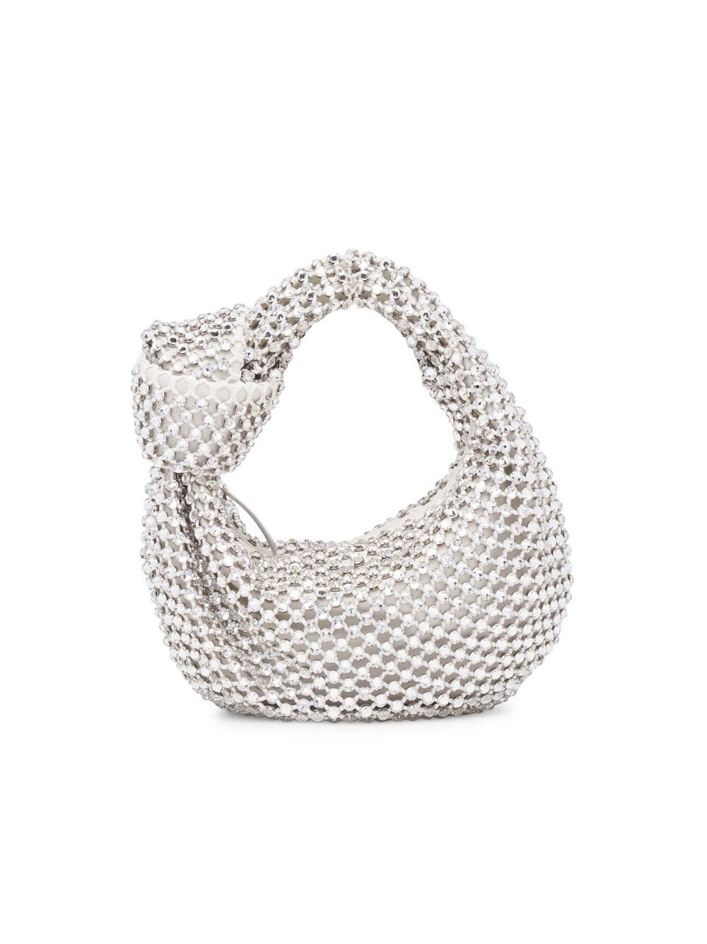 

Мини-сумка-хобо из сетчатой ткани Jodie с кристаллами Bottega Veneta, белый