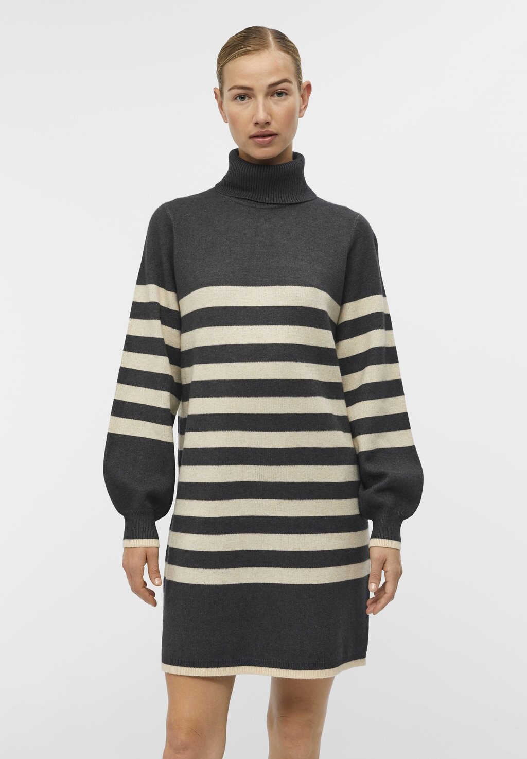 

Платье Object OBJRAY L S ROLLNECK AOP NOOS, цвет dark grey melange