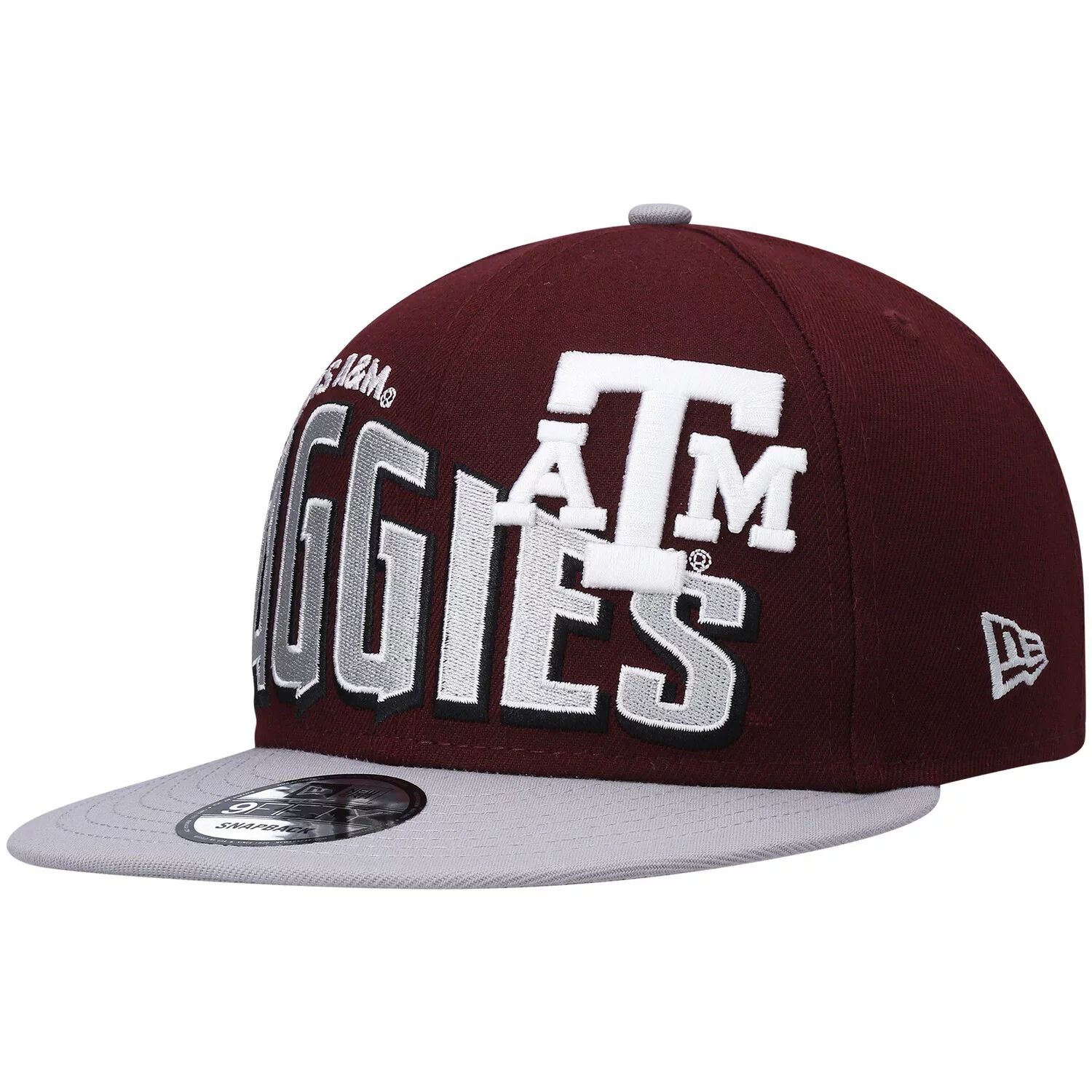 

Мужская двухцветная винтажная шляпа Snapback New Era Maroon Texas A&M Aggies Wave 9FIFTY