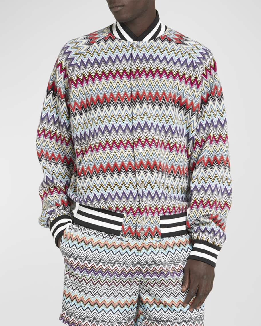

Мужская вязаная куртка-бомбер с узором шеврон Missoni, Серый