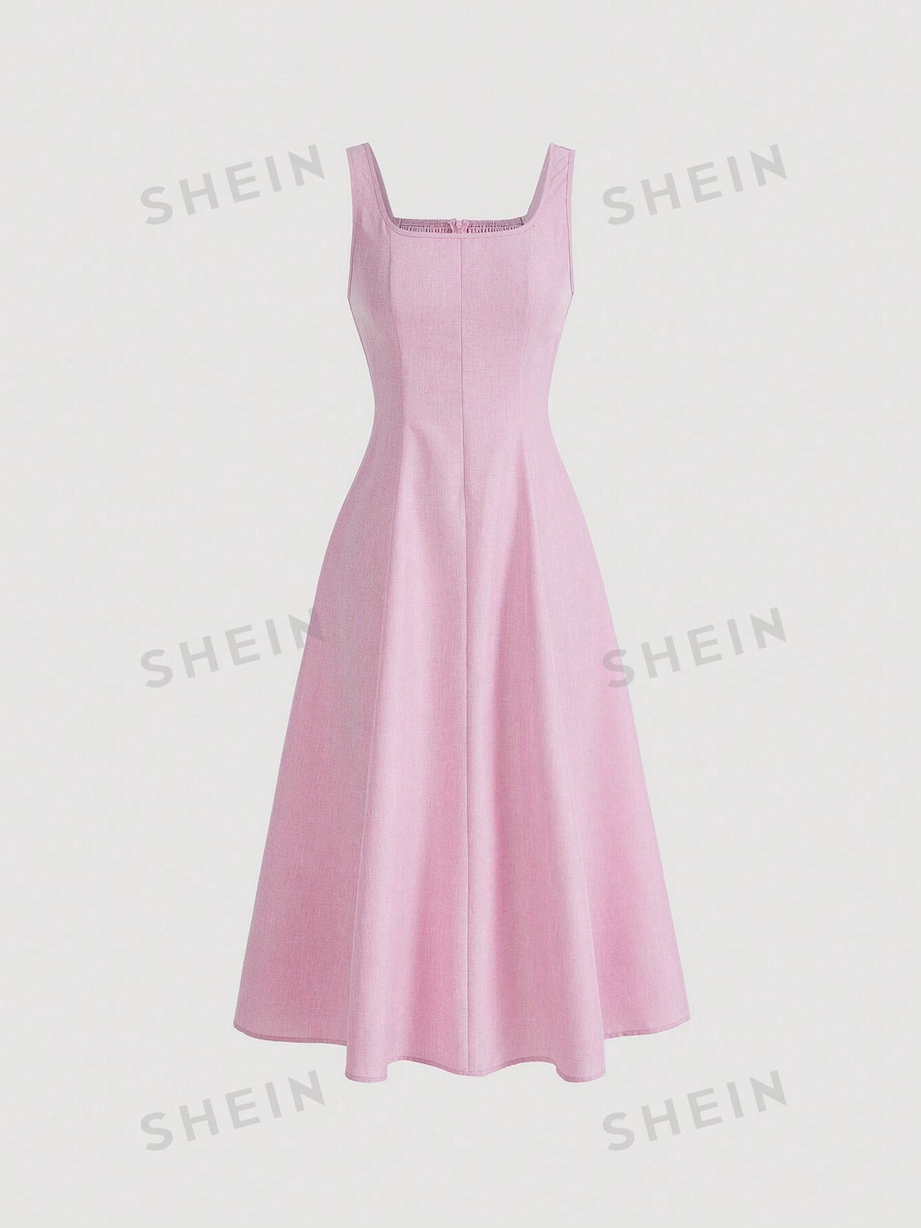 shein mod однотонное платье с гофрированной спиной и расклешенным подолом синий SHEIN MOD однотонное платье с гофрированной спиной и расклешенным подолом, розовый
