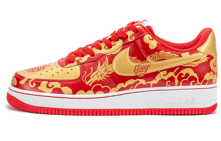 

Кроссовки Nike Air Force 1 Skateboard Shoes Men Low-Top Red Gold