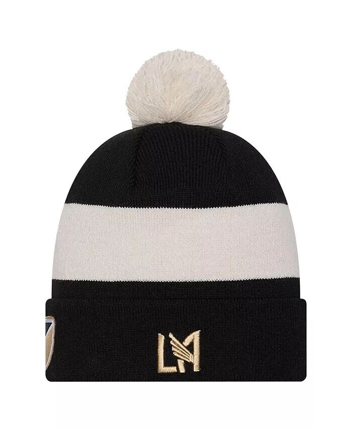 

Мужская черная вязаная шапка с манжетами и помпоном LAFC 2024 Kick Off Collection New Era, черный