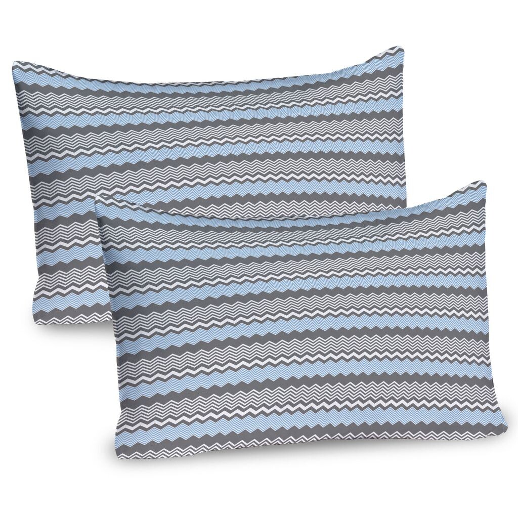 

ABAKUHAUS Abstract Чехлы для подушки, набор из 2 шт., Vintage Abstract Random Artsy Zigzags Geometric Repetitive Illustraiton, Чехол для подушки с декоративным принтом, 80 x 40 см, Небесно-голубой, светло-серый