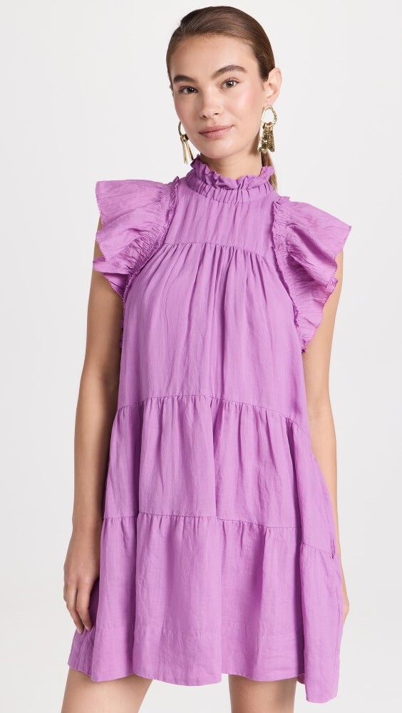 

Платье Sea Micah Solid Ramie Flutter Sleeve, лавандовый