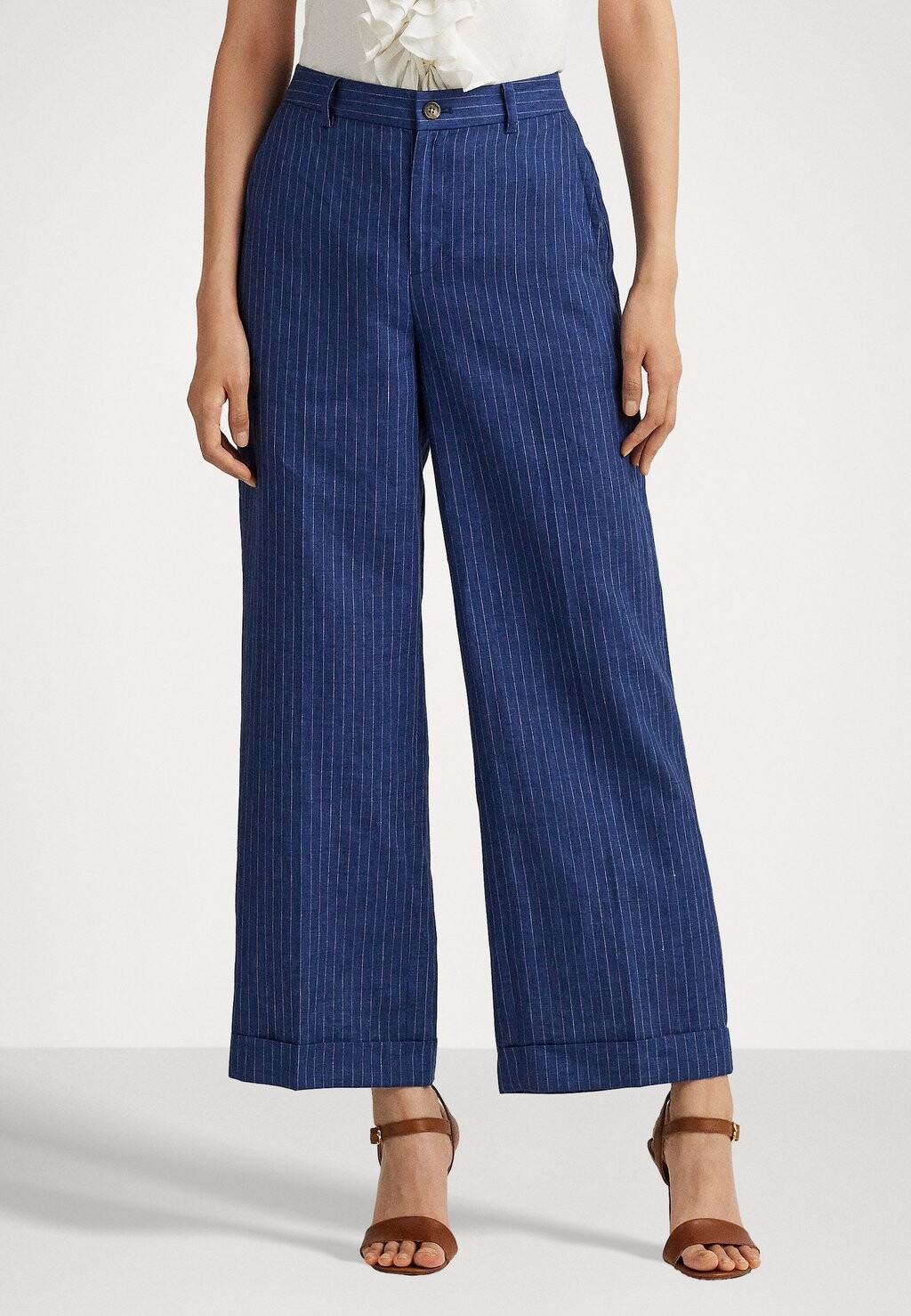 

Брюки Lauren Ralph Lauren SENDON CROPPED FLAT FRONT, цвет blue/white