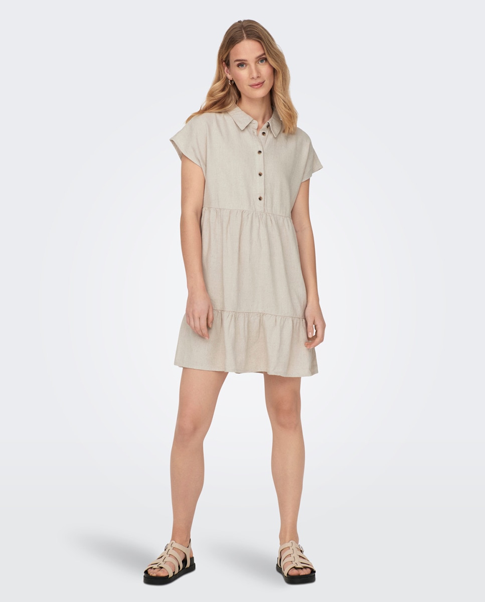 Короткое платье-рубашка свободного кроя с рюшами jdy цена и фото