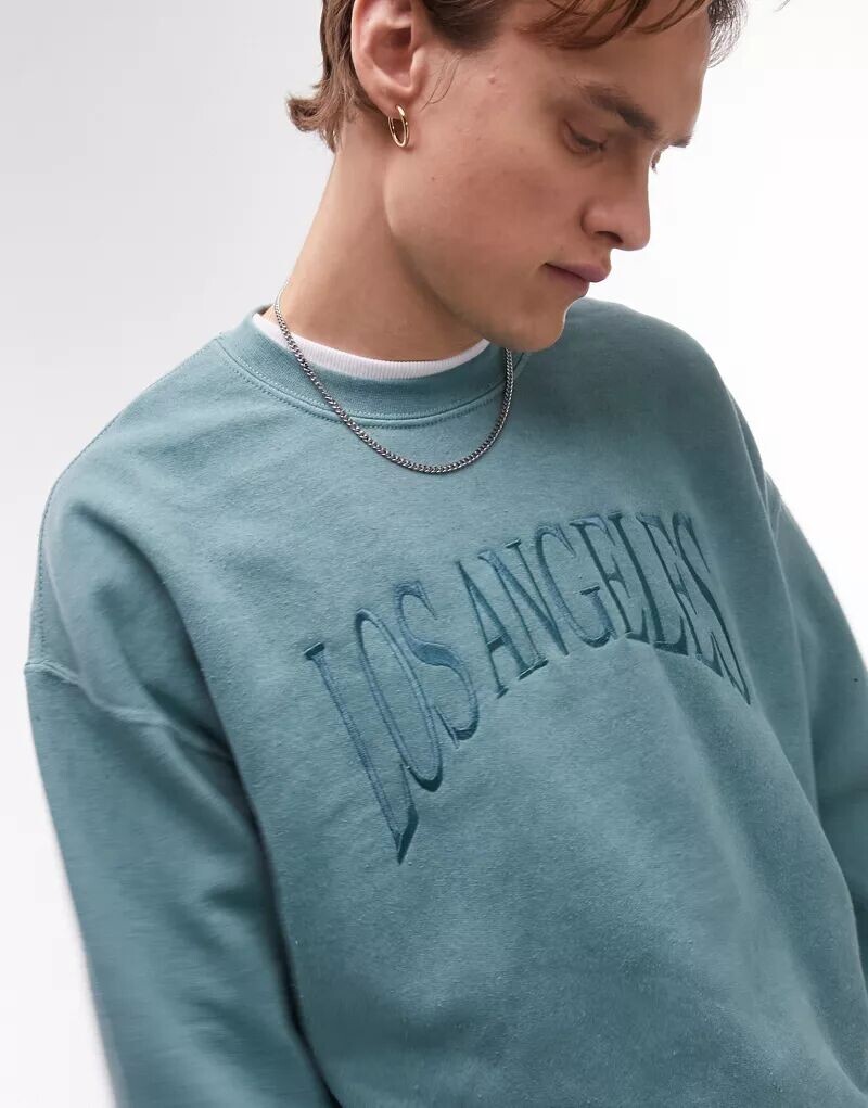 

Зеленый свитшот оверсайз Topman Los Angeles