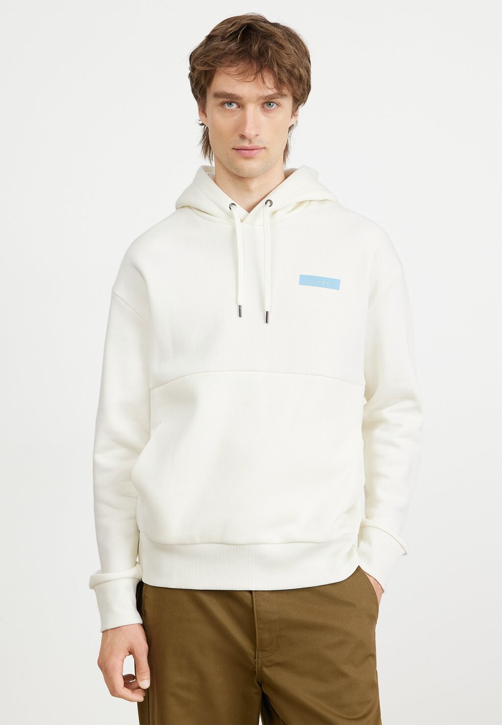 

Толстовка Calvin Klein Толстовка с капюшоном из флокового слоя на спине, цвет egret