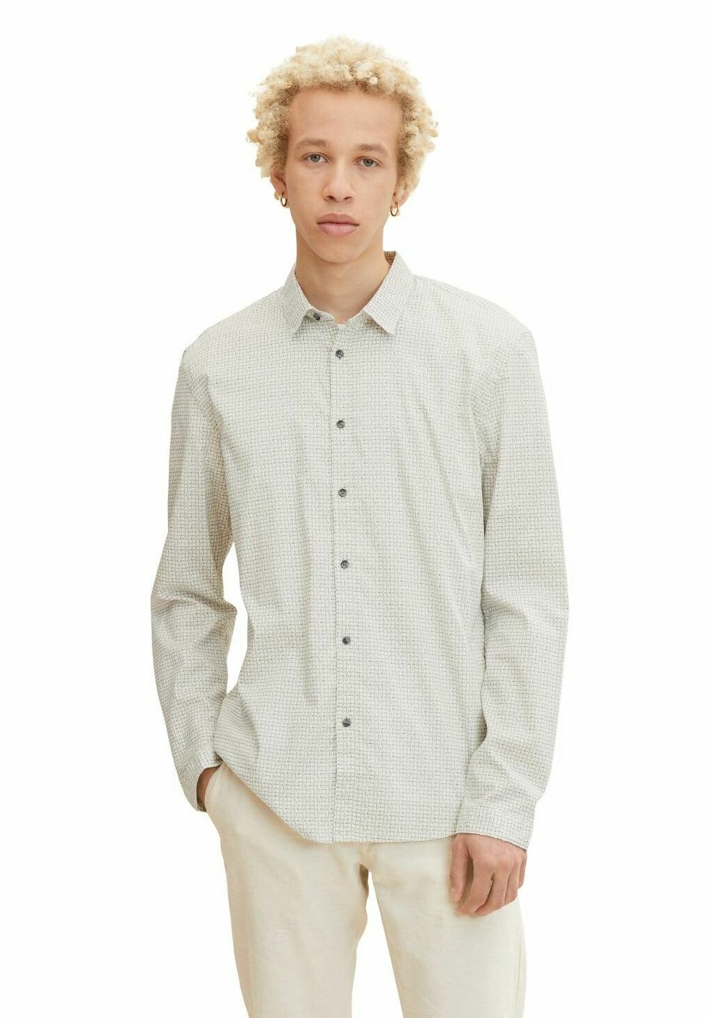 Рубашка кремового цвета с царапанным принтом в клетку TOM TAILOR DENIM, бежевый свитшот tom tailor размер s бежевый