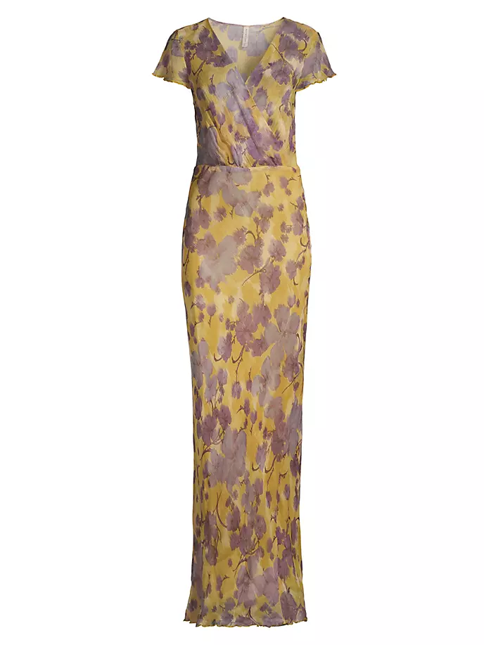Шелковое платье макси Bernadette с цветочным принтом Bec & Bridge, фиолетовый