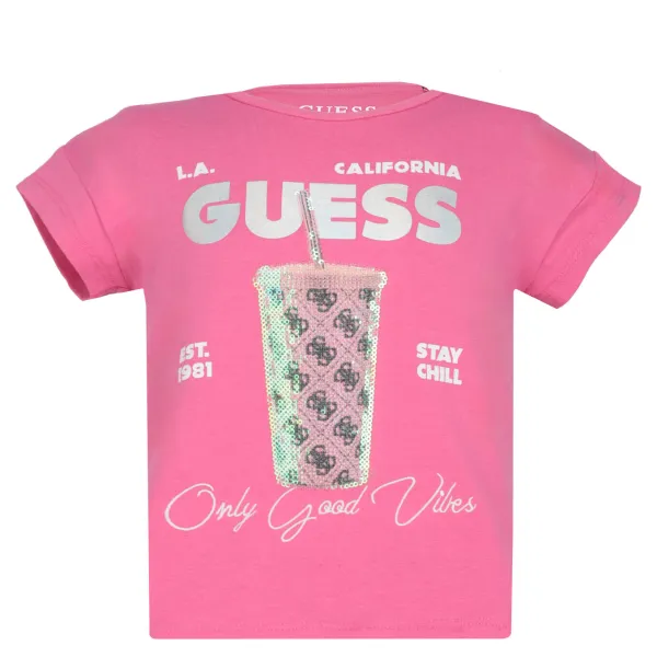 

Футболка стандартного кроя Guess, розовый