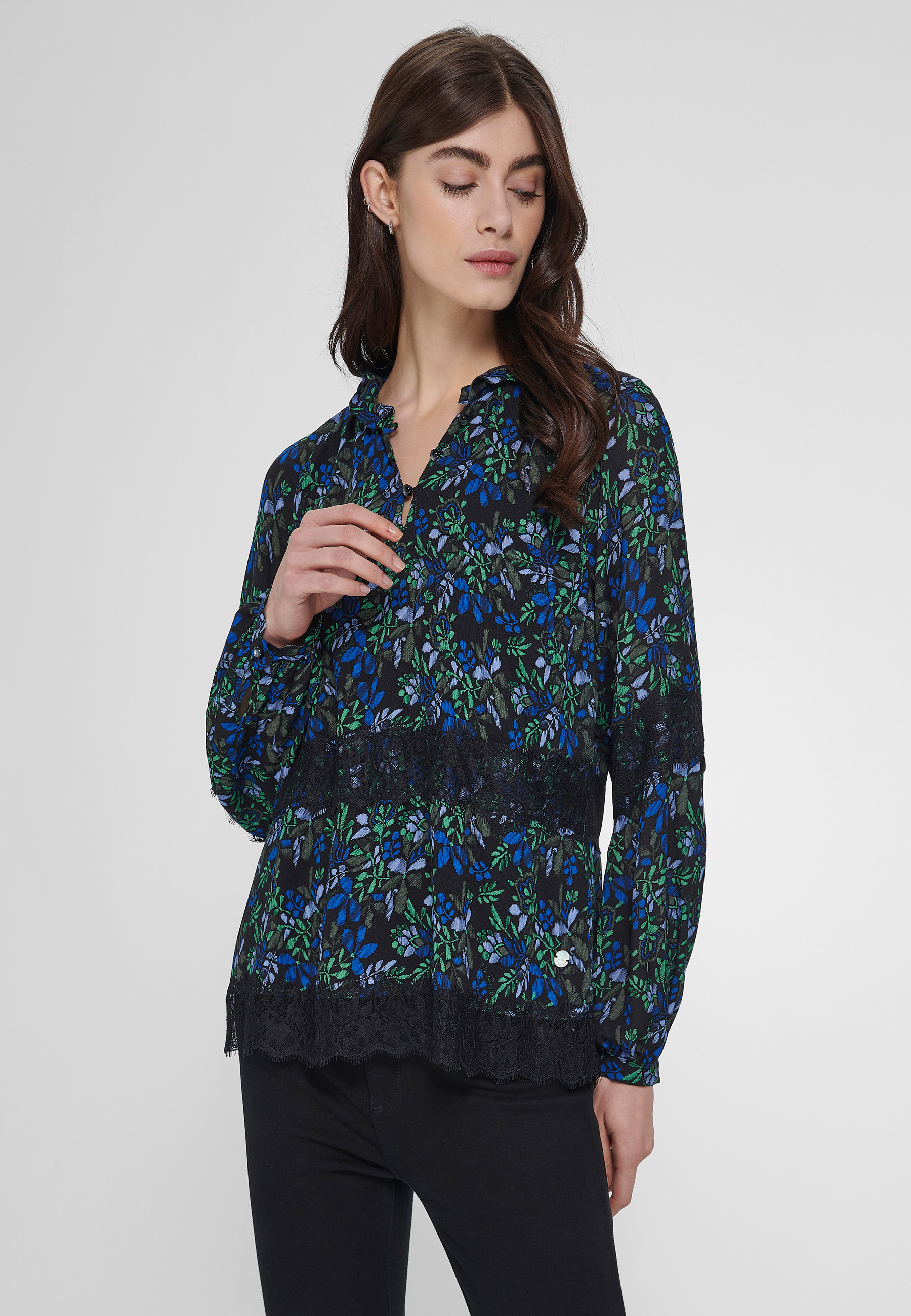 блуза uta raasch langarm mit abnehmbarer schluppe лаймовый Блуза UTA RAASCH Viscose, цвет mixed colors