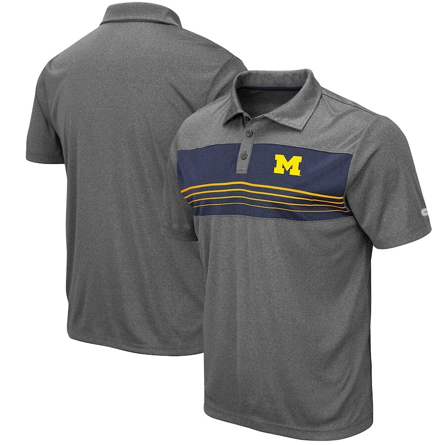 

Поло с коротким рукавом Colosseum Michigan Wolverines, угольный