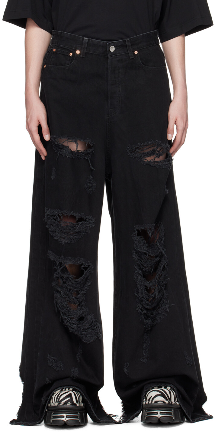 

Черные потертые джинсы VETEMENTS