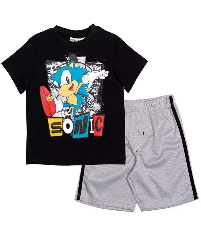 

Спортивный пуловер, футболка и шорты Sonic the Hedgehog, комплект одежды для малышей, для мальчиков Sega, мультиколор