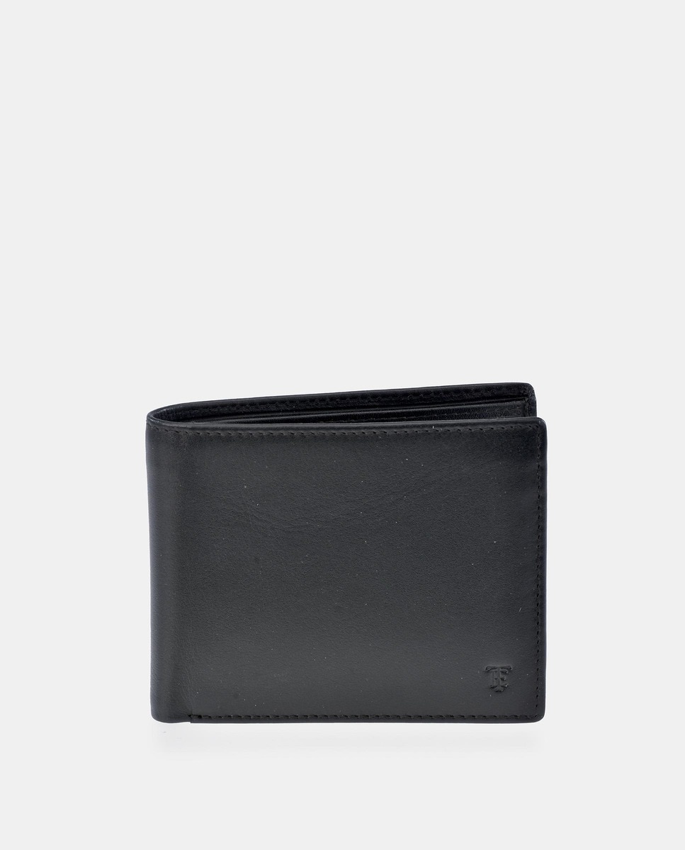 Черный кожаный кошелек в американском стиле с выгравированным логотипом Emidio Tucci, черный