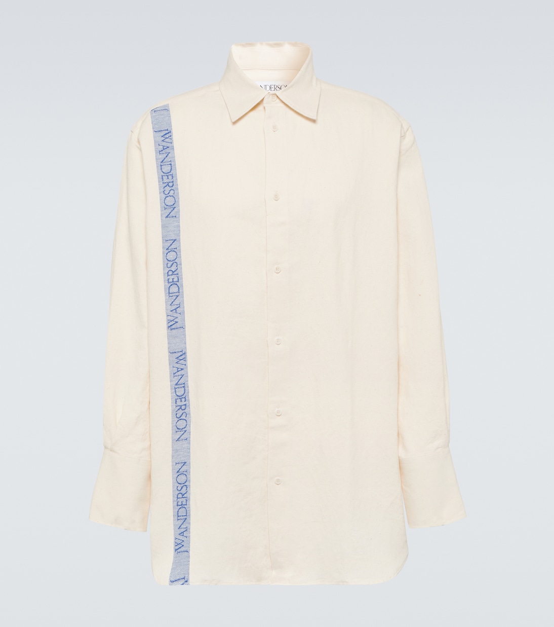 Полосатая рубашка из хлопка и льна Jw Anderson, белый синяя полосатая рубашка jw anderson