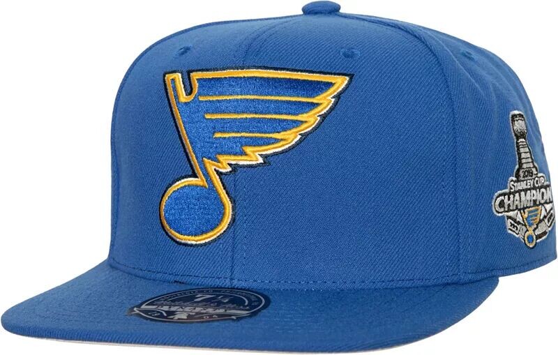 

Синяя шляпа с нашивкой Mitchell & Ness Adult St. Louis Blues