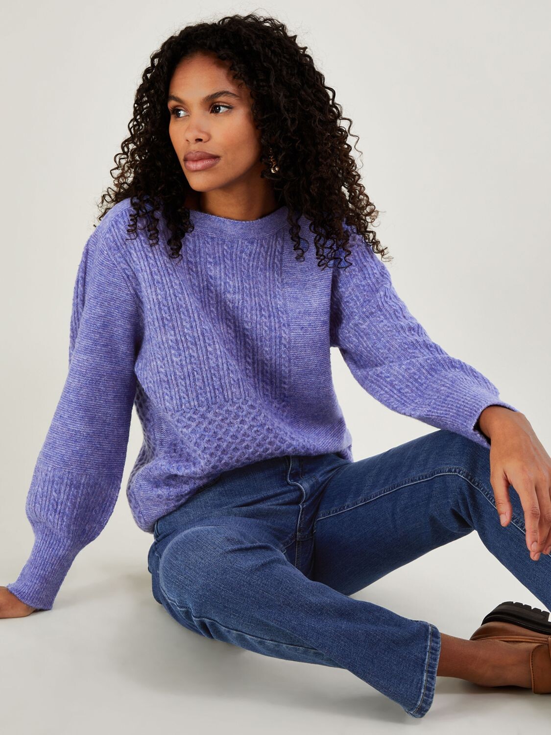 

Джемпер-туника Supersoft Patch Stitch Monsoon, синий