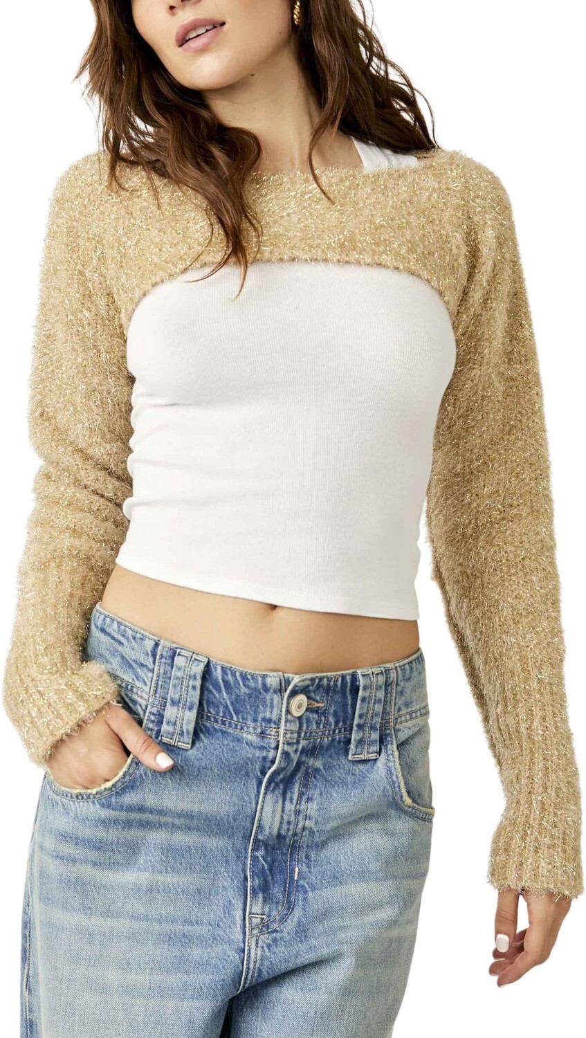 

Свитер Shimmer Bolero Free People, цвет Golden Combo