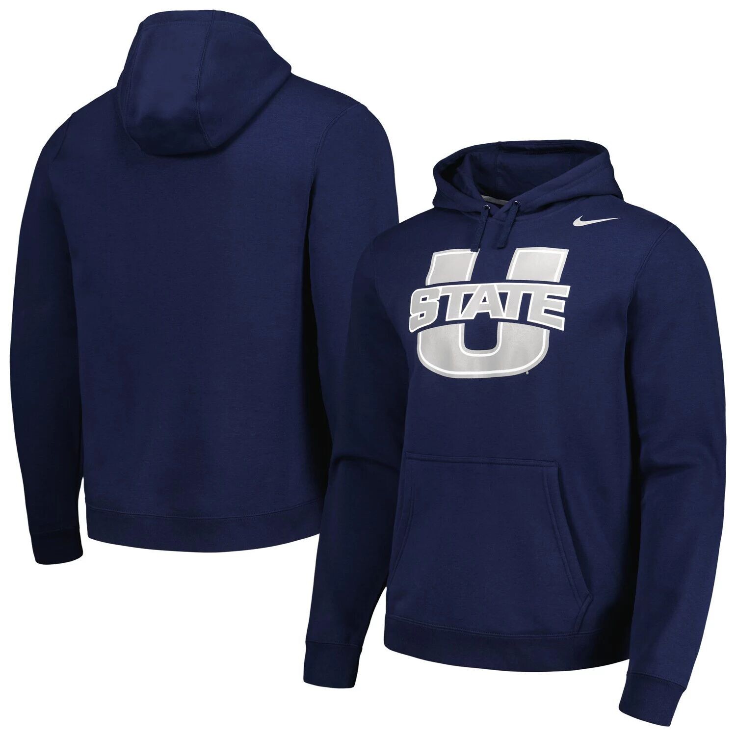 

Мужской флисовый пуловер с капюшоном темно-синего цвета Utah State Aggies Club Nike, Синий