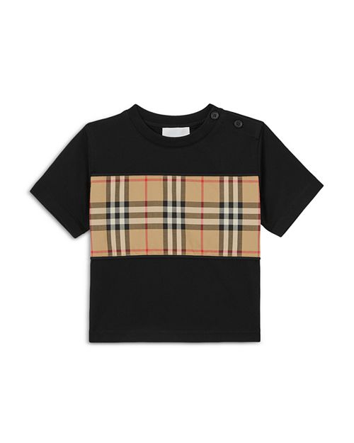 Хлопковая футболка в винтажную клетку для мальчиков – Baby Burberry, цвет Black
