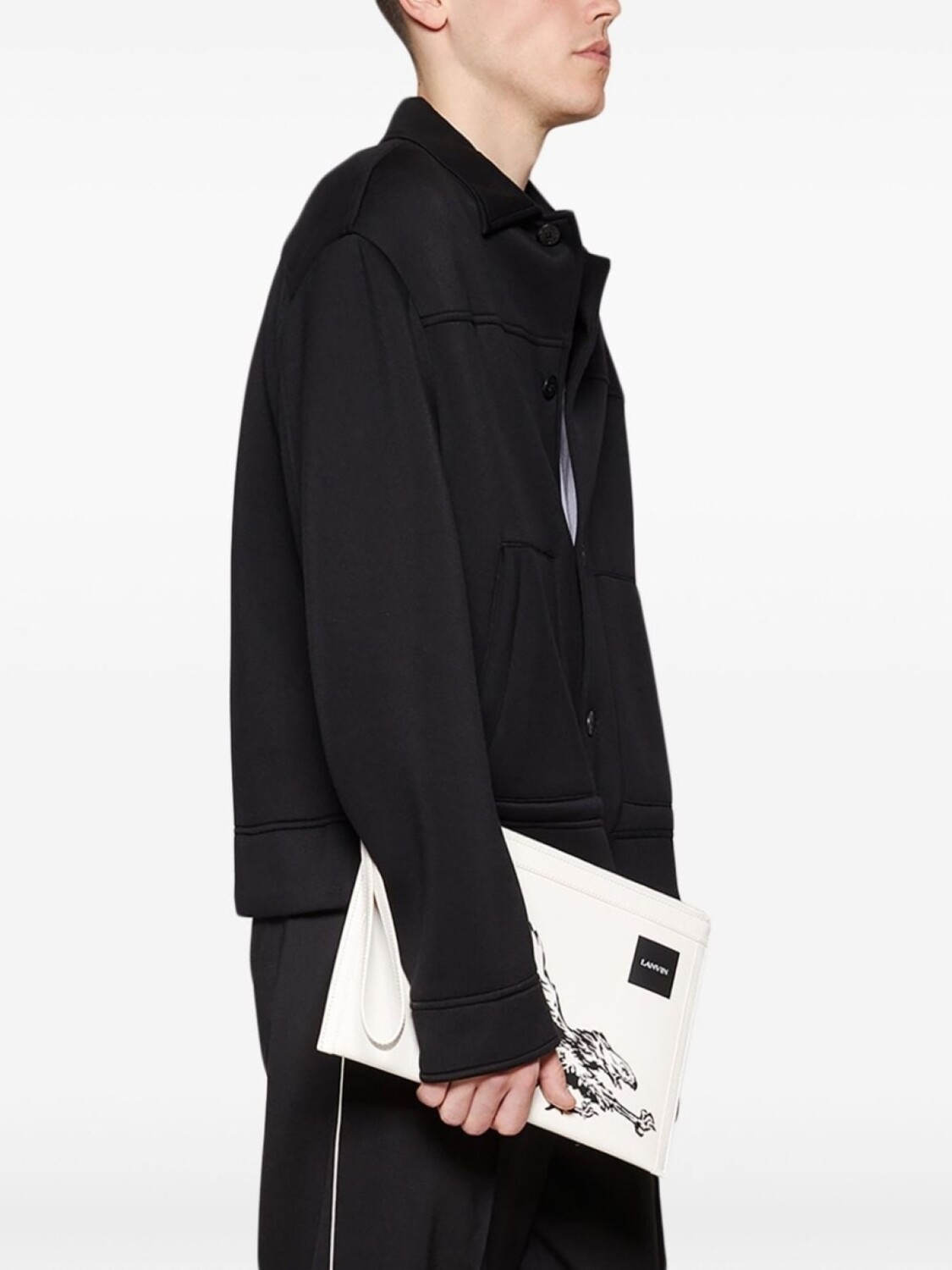 

Lanvin кожаная сумка-клатч с принтом орла, белый