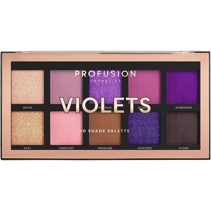 Палитра теней для век Violets, 10 оттенков, многоцветная, Profusion Cosmetics