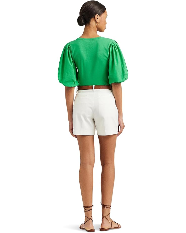 Футболка LAUREN Ralph Lauren Stretch Cotton Puff-Sleeve Henley Tee, цвет Green Topaz цена и фото