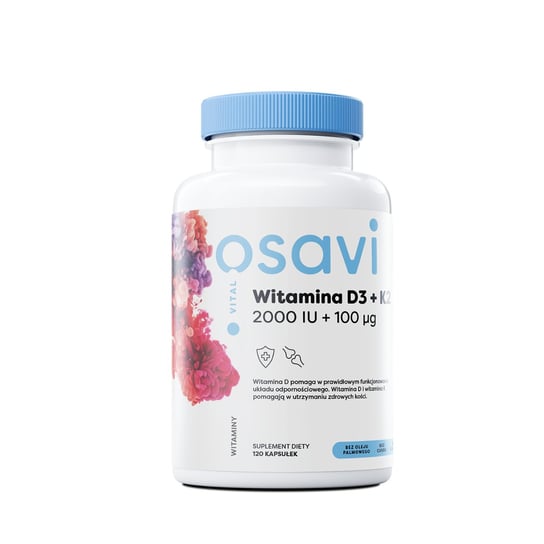 Osavi, Витамин D3+K2 2000МЕ 120 капсул витамин d3 k2 120 растительных капсул solaray