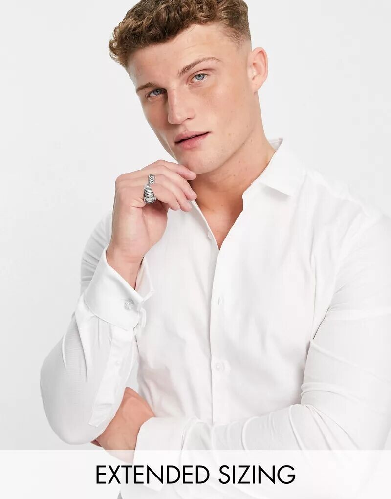 

Белая деловая рубашка с двойными манжетами ASOS Royal Oxford