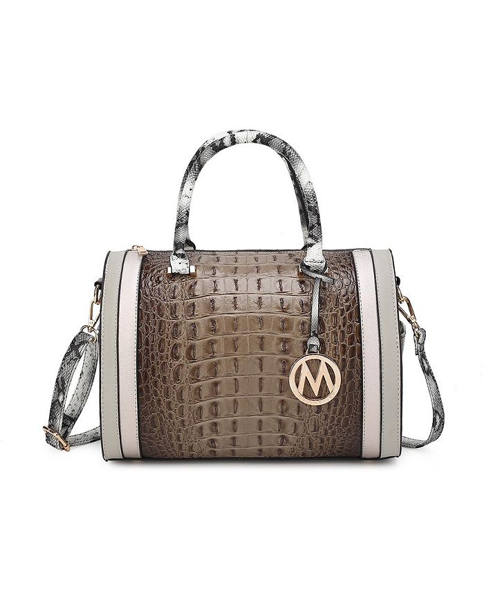 Eleanor Женская сумка-саквояж с тиснением под крокодила MKF Collection, цвет Light grey