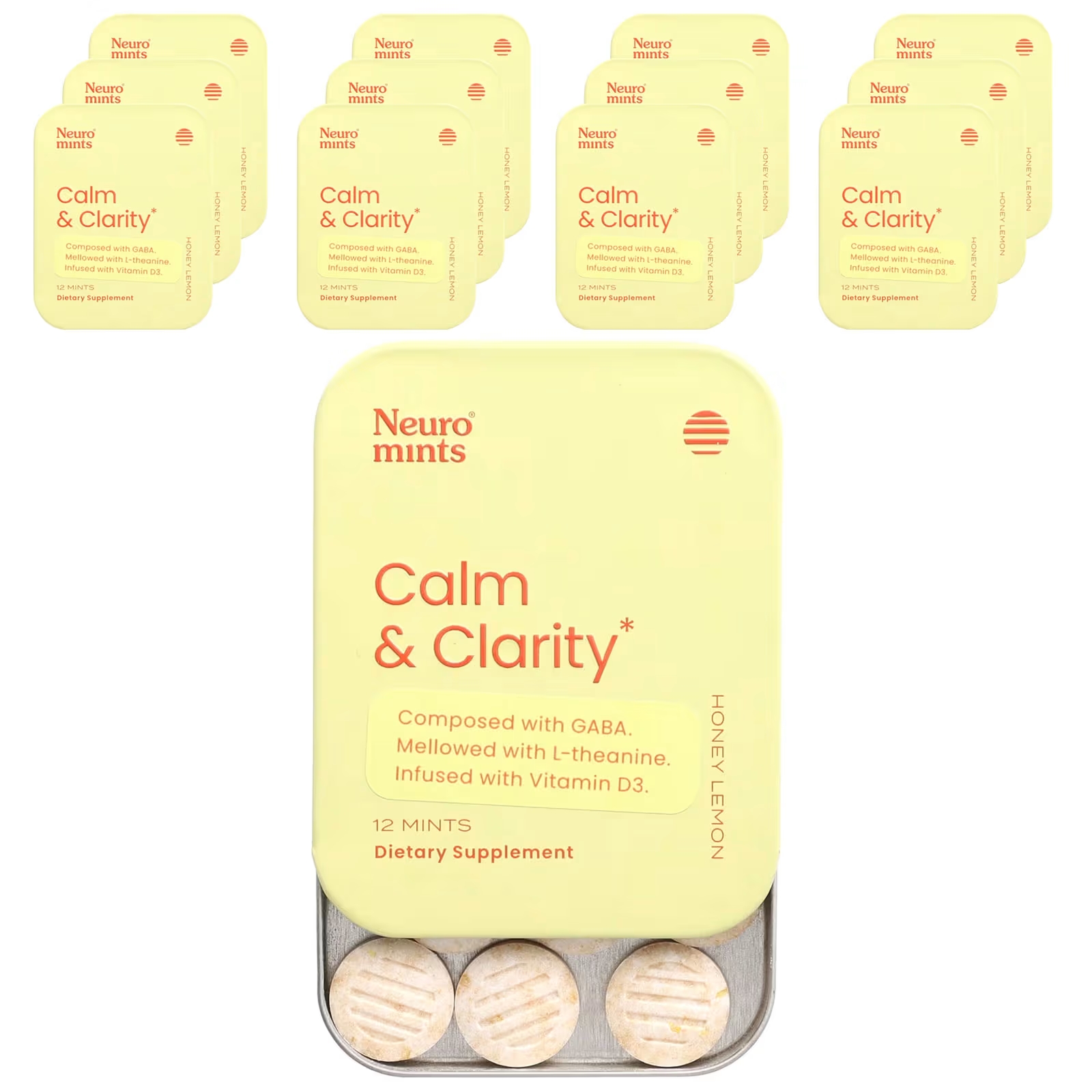 NeuroGum NeuroMints Calm & Clarity Honey Lemon 12 шт. в упаковке по 12 шт. бад для поддержания спокойствия green leaf formula neuro pront l триптофан l теанин гинкго билоба 30 шт