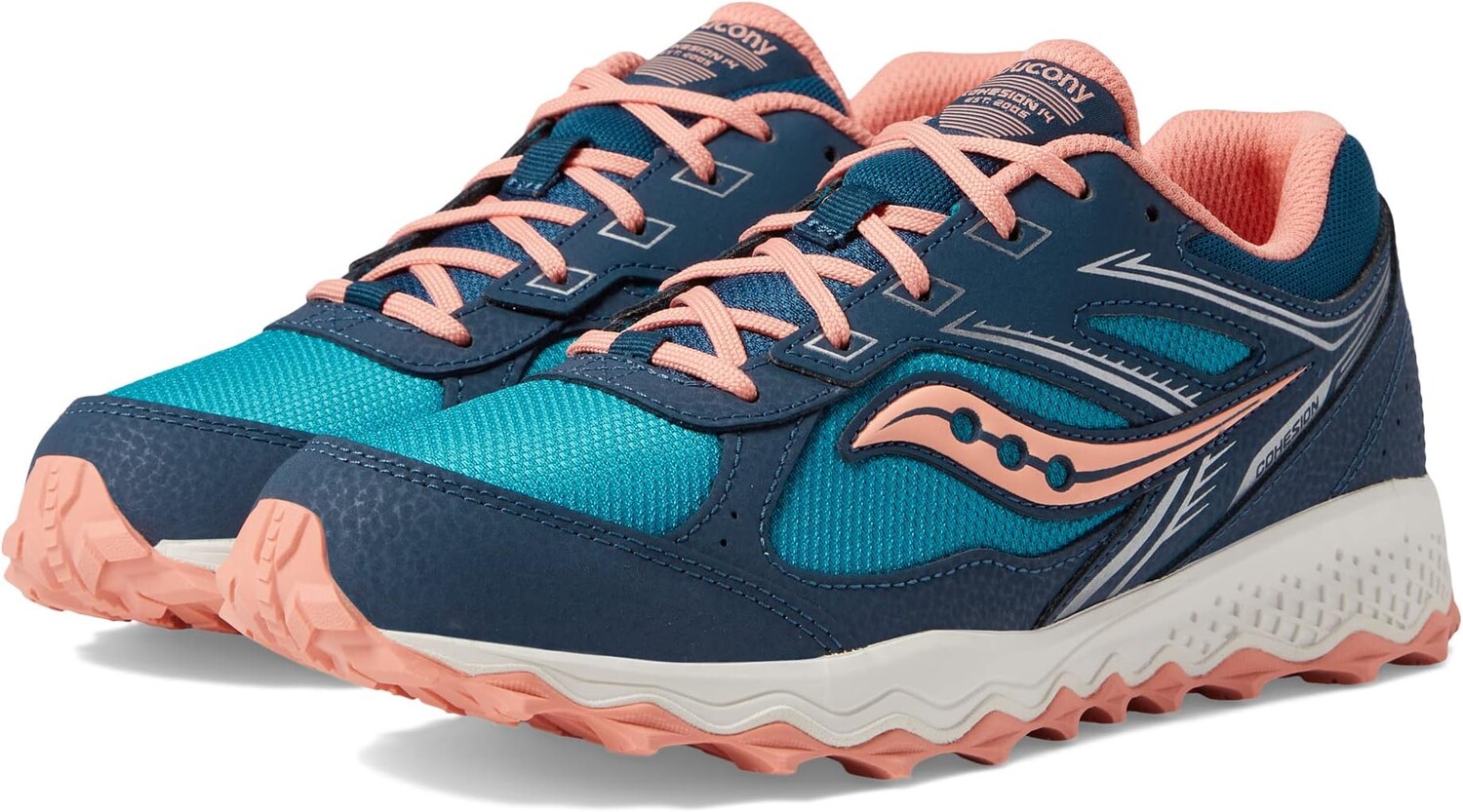 

Кроссовки Cohesion TR14 LTT Saucony Kids, цвет Navy/Teal/Coral
