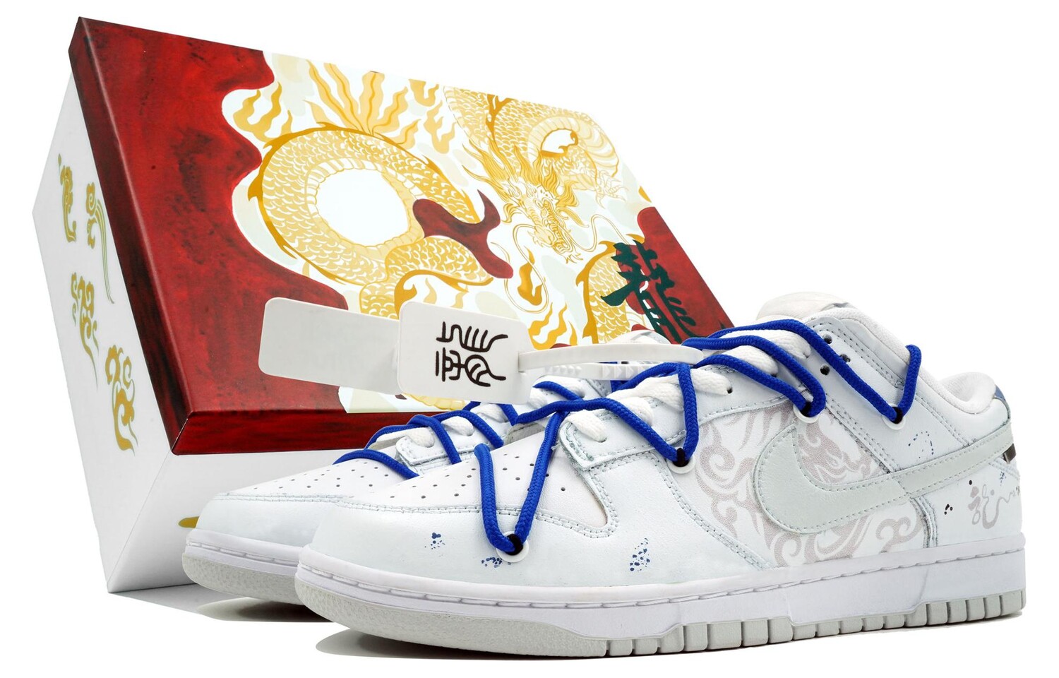 

Кроссовки Nike Dunk Skateboarding Shoes Men Low-top Blue, белый