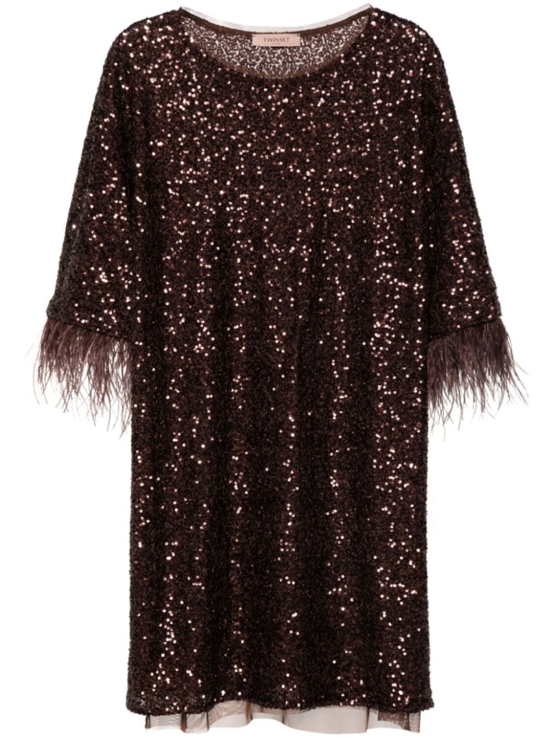 

TWINSET платье мини с пайетками, коричневый