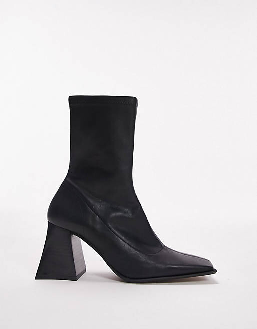 

Черные кожаные ботильоны на блочном каблуке Topshop Honey