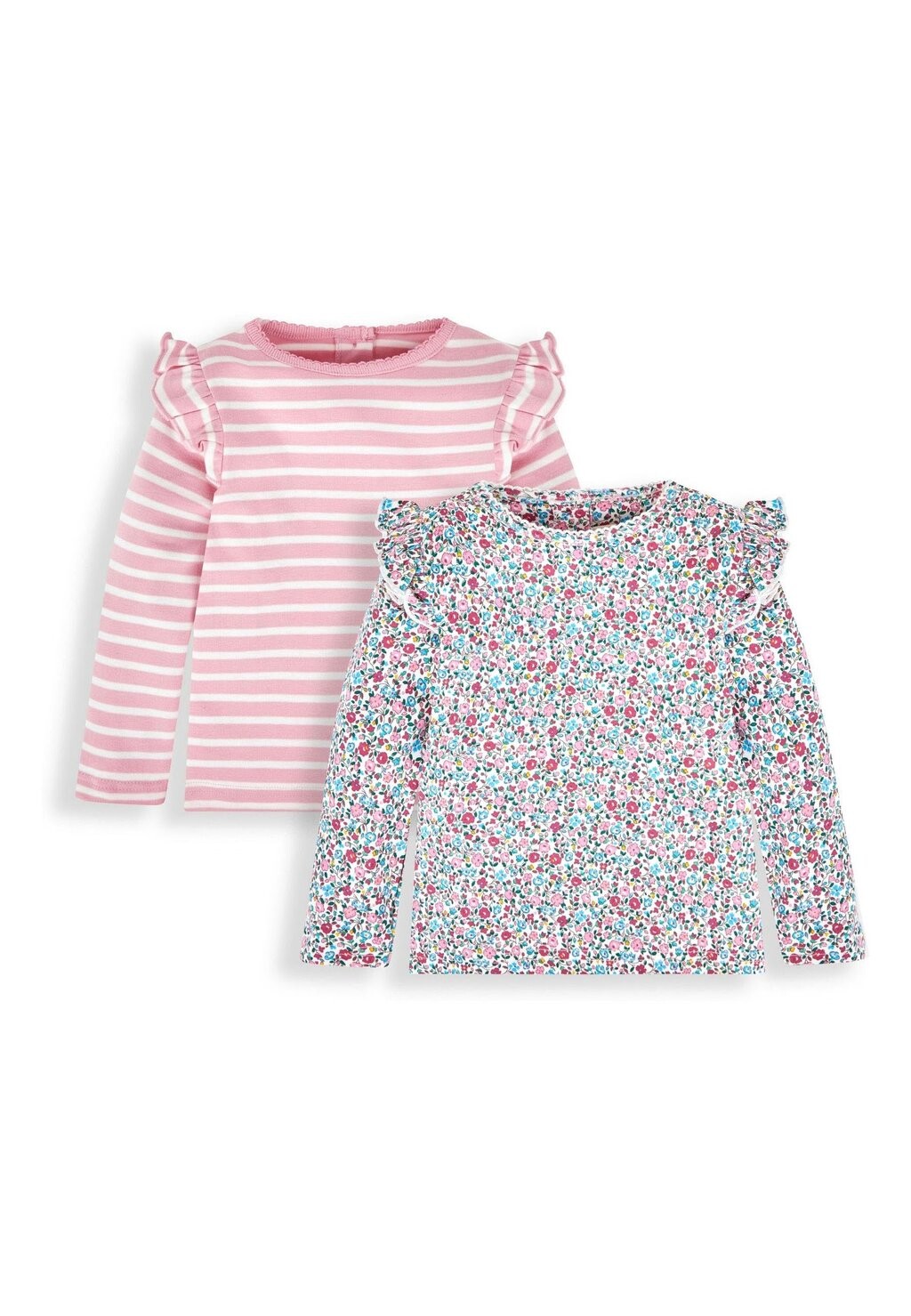 

футболка с длинными рукавами НАБОР 2 шт. FLORAL & STRIPE FRILLE JoJo Maman Bébé, розовый