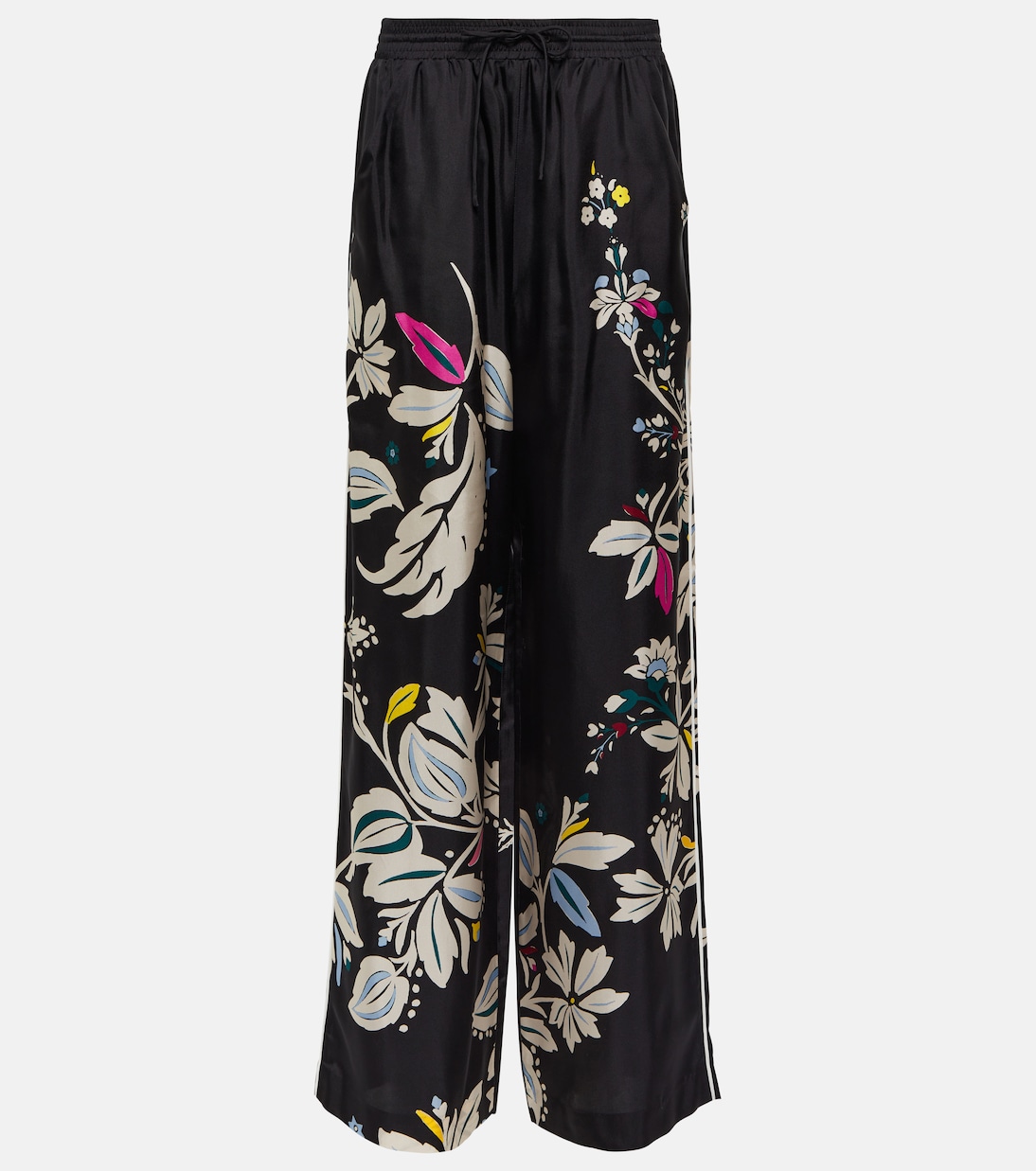 Широкие шелковые брюки с цветочным принтом Dorothee Schumacher, черный