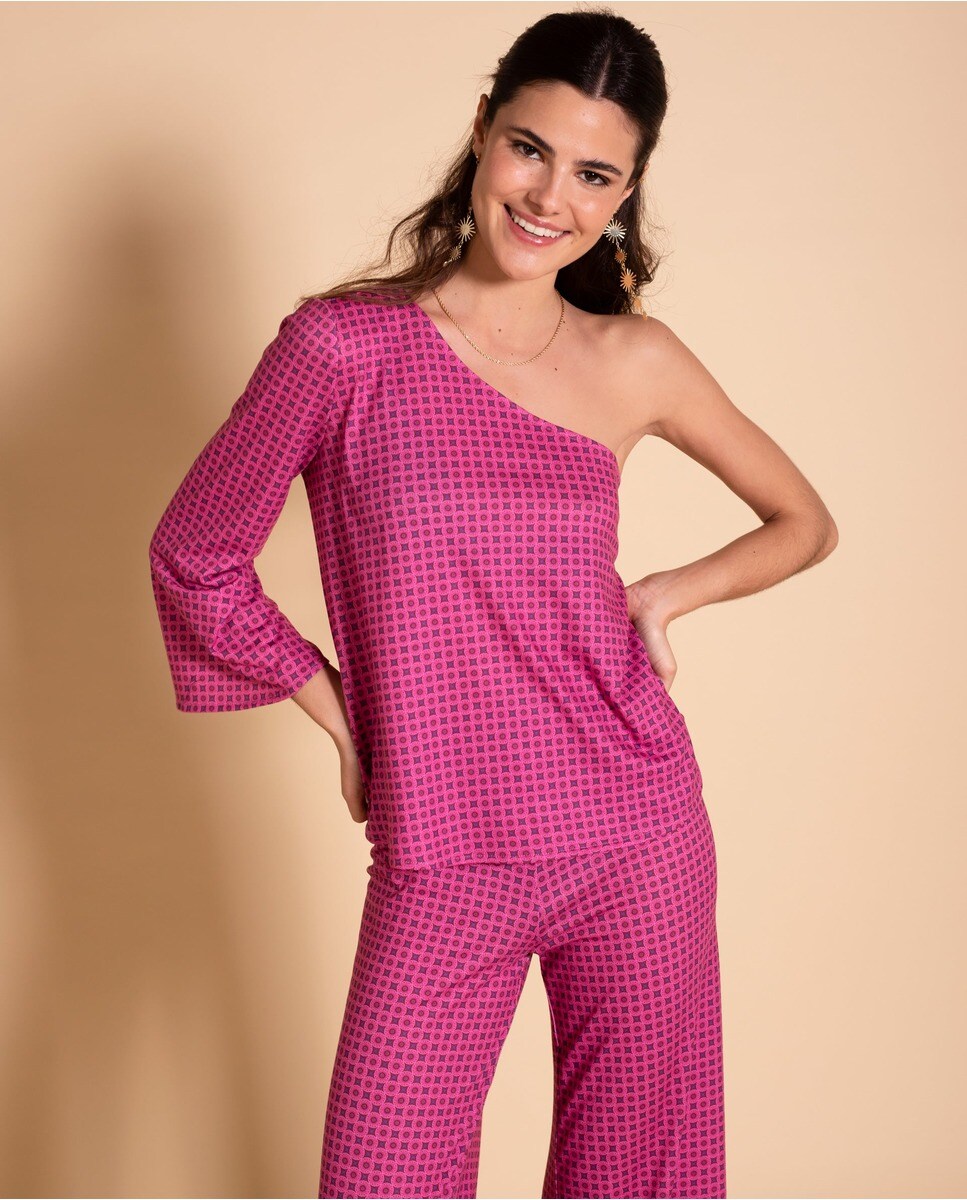 Асимметричная женская блузка с принтом The-Are, розовый лазурная хлопковая блузка с пейсли rhode цвет lime diamond stitch
