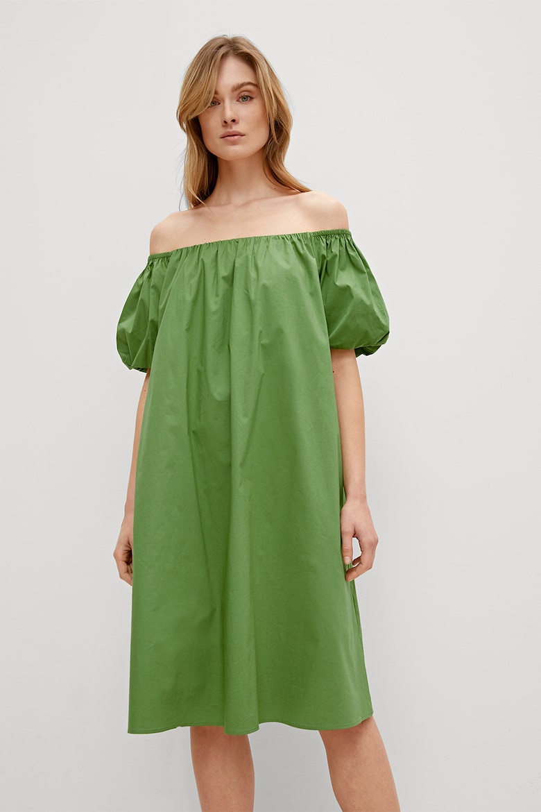 Платье с открытыми плечами и рукавами-фонариками Comma,, зеленый цена и фото