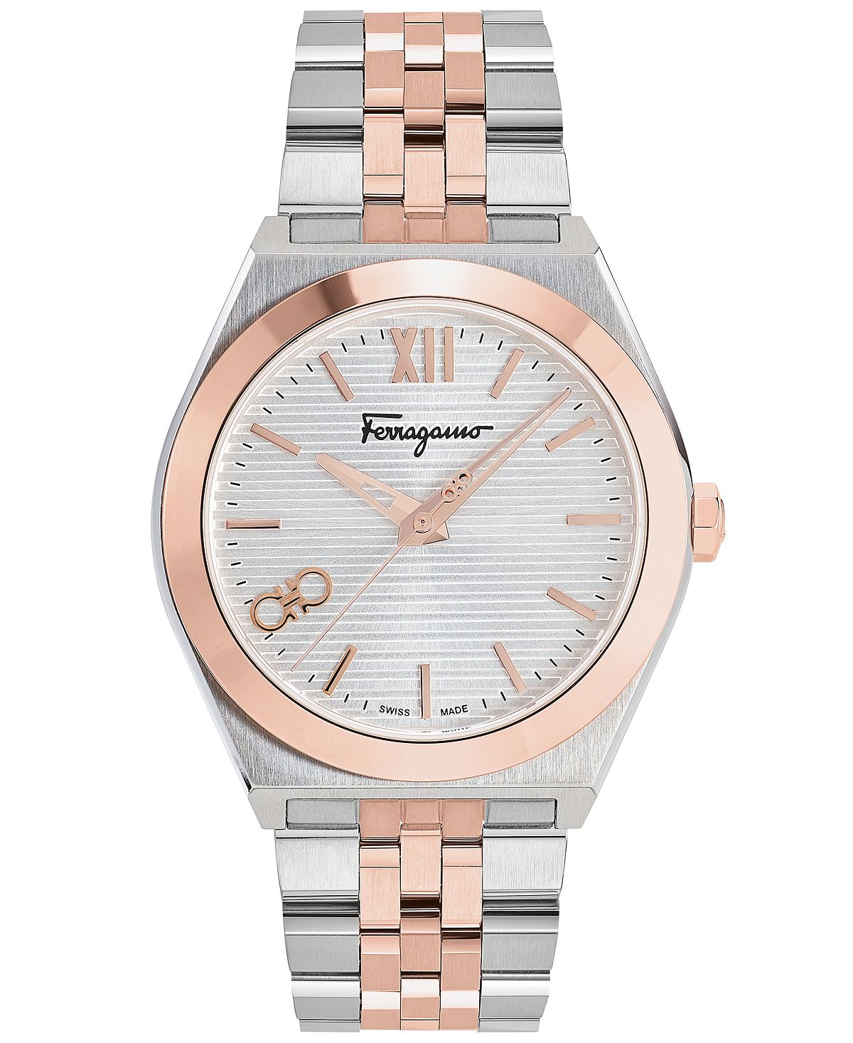 Мужские швейцарские часы Vega с двухцветным браслетом из нержавеющей стали, 40 мм Salvatore Ferragamo мужские швейцарские часы beleganza с двухцветным браслетом из нержавеющей стали 40 мм balmain