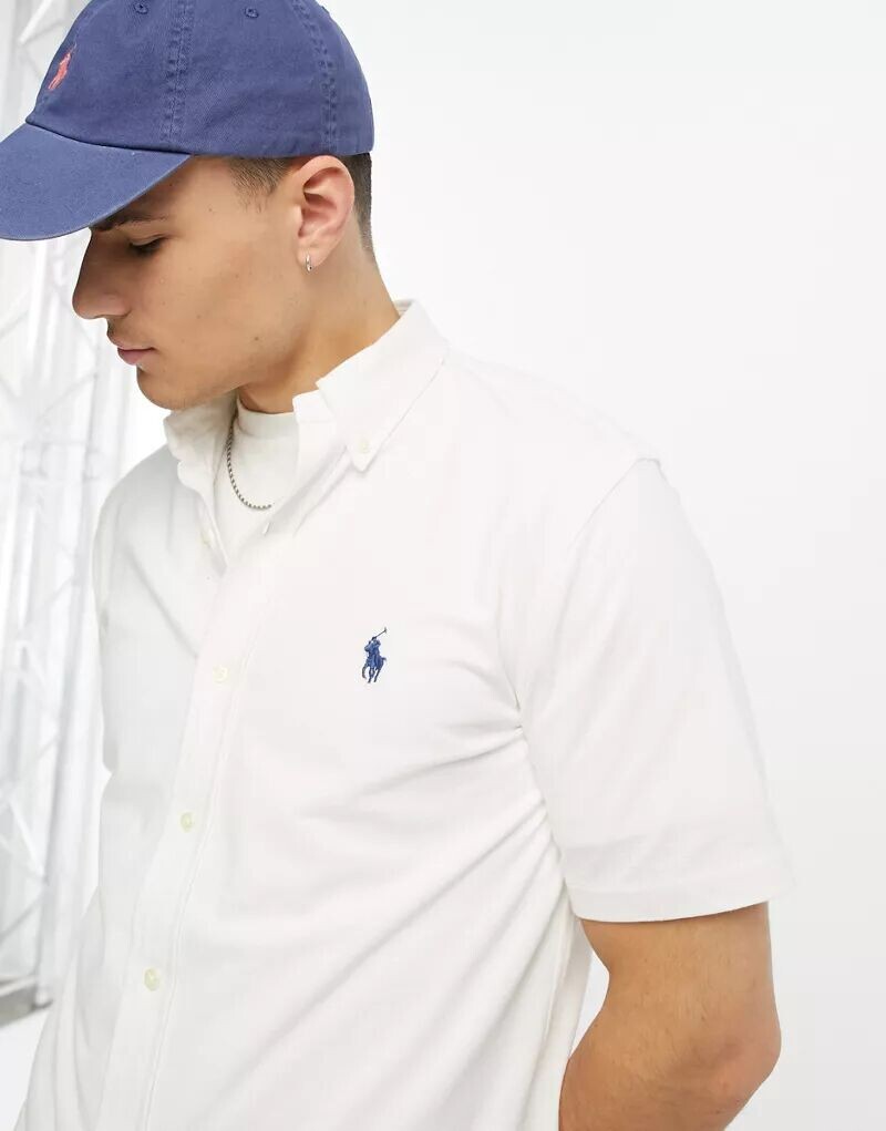 

Белая рубашка с короткими рукавами и логотипом Polo Ralph Lauren
