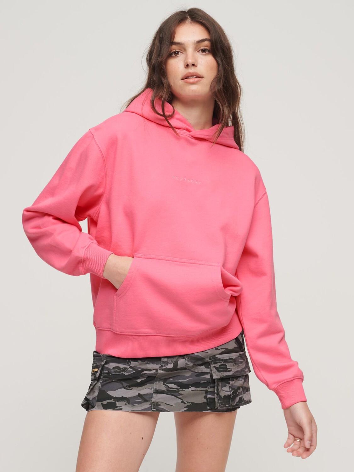 

Свободное худи с микро-логотипом и вышивкой Superdry, марна пинк